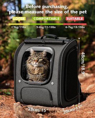PECUTE mochila gato XL Hasta 7Kg burbuja Gris