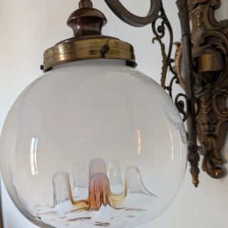 Coppia Applique Ottone e Vetro Murano
