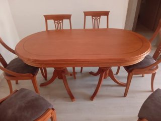 Conjunto mesa comedor y 6 sillas madera