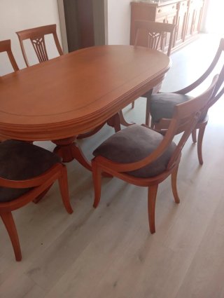 Conjunto mesa comedor y 6 sillas madera