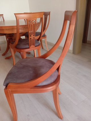 Conjunto mesa comedor y 6 sillas madera