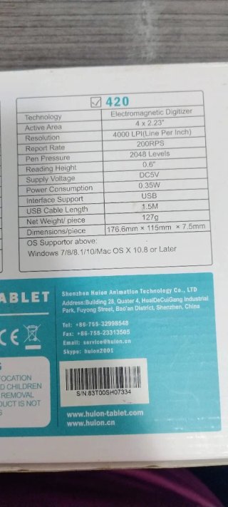 HUION USB Pen Tablet 2048 Niveles Presión