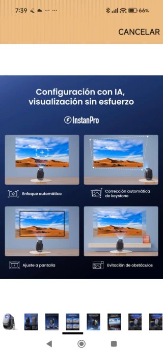 Proyector Android y pantalla de 85 pulgadas