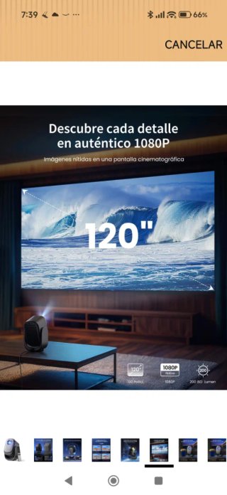 Proyector Android y pantalla de 85 pulgadas