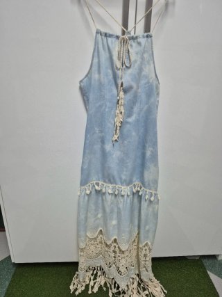 Vestido largo crochet y flecos