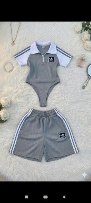 Set Adidas Donna Grigio e Bianco