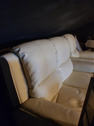 Oportunidad! Sofá y sillón polipiel crema