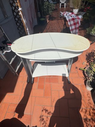 Mesa doble de cristal y metal