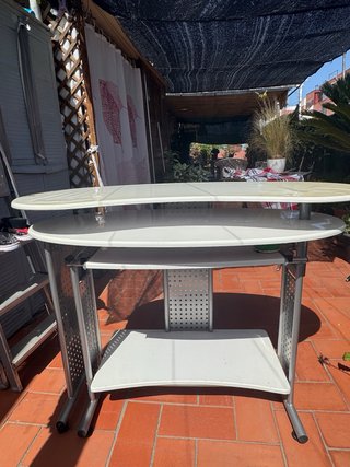 Mesa doble de cristal y metal
