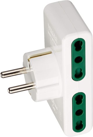 Vimar - Adaptador de enchufe Schuko + 4 tomas 10/16, Blanco