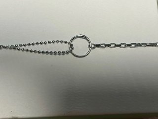 Pulsera Plata Ley Doble Cadena Aro Central