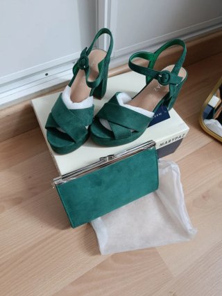 Sandalias Marypaz verdes tacón y plataforma