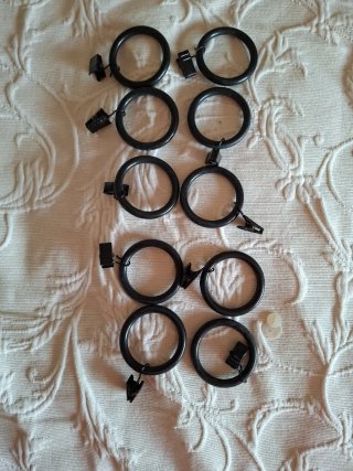 Anillas para cortinas con clips (negras)