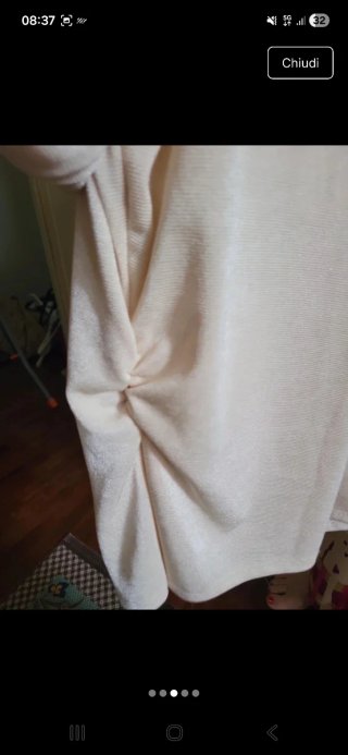 Top manica lunga avorio leggermente glitterato