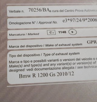 Escape GPR BMW R1200GS 2010-2012 nuevo homologado