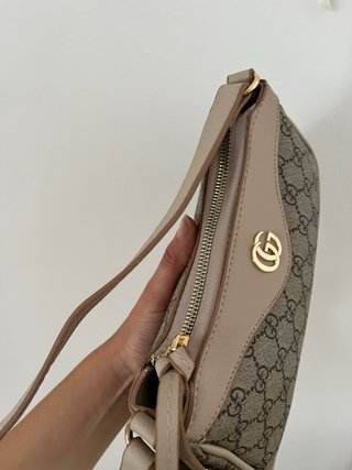 Borsa a spalla stile luxury beige monogram
