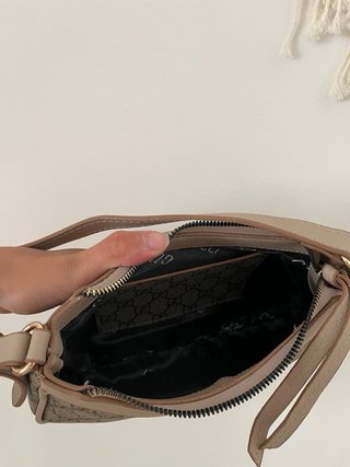 Borsa a spalla stile luxury beige monogram