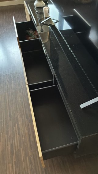 Mueble TV salón madera y cristal