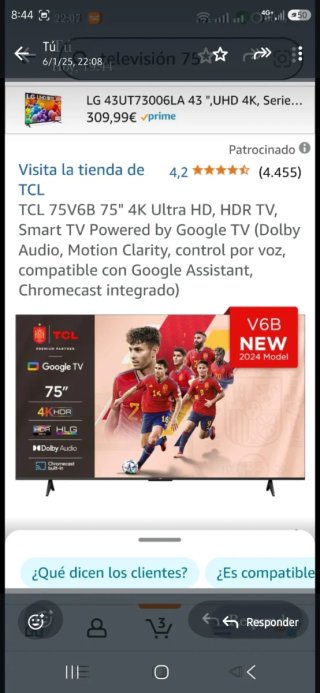 TCL 75 Smart TV 4K - Como nueva