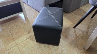 Puf Cubo Piel Sintética Negro
