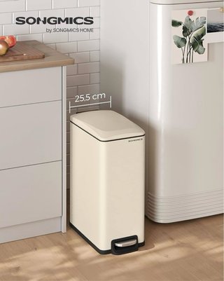 Cubo Basura SONGMICS 48L Pedal Beige