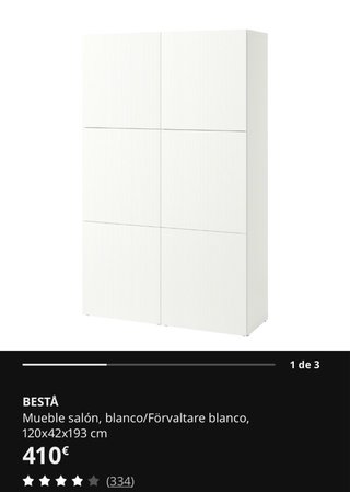 Mueble salón Besta blanco 120x42x193 cm