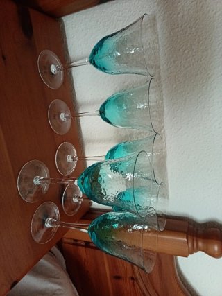 Set 6 Copas Vino Azul Turquesa