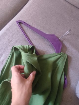Vestido Zara fruncido lino verde