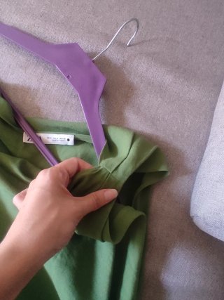 Vestido Zara fruncido lino verde
