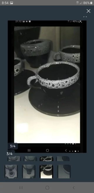 Juego de café esmaltado negro y gris