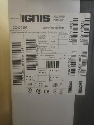 Congelador Arcón Ignis 454L Blanco
