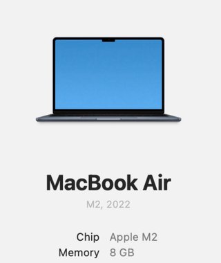 MacBook Air M2 8GB 256GB Gris Teclado Inglés