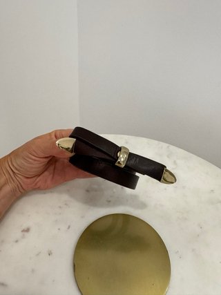 Cinturón de piel Fosco marrón y dorado