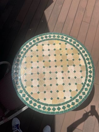Mesa redonda jardín (mosaico y hierro)