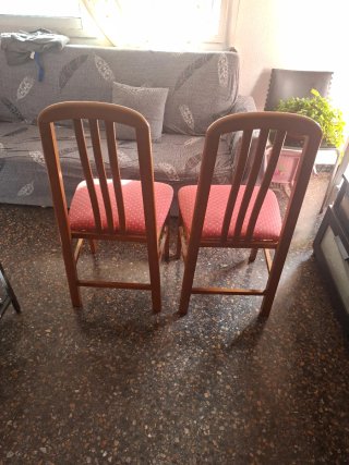 6 Sillas Comedor Madera Tapizado Rojo