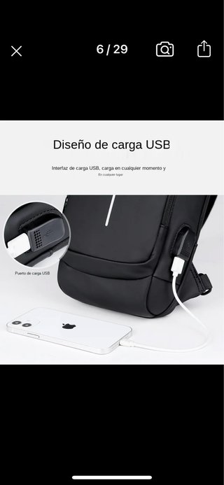 Mochila Bandolera Rilibegan Antirrobo Carga USB