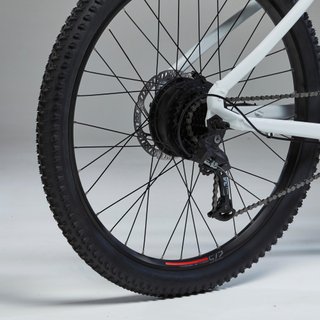 Bicicleta eléctrica MTB Rockrider E-ST 100 Blanco Rojo