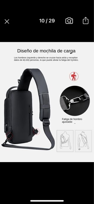 Mochila Bandolera Rilibegan Antirrobo Carga USB