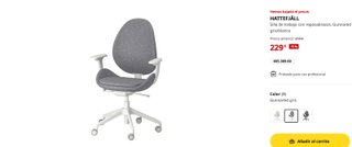Silla de oficina IKEA HATTEFJÄLL gris