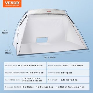 Refugio para Pintura en Spray, Carpa Portátil de 3.0m x 2.1m x 1.8m con Suelo Incorporado y Pantalla de Malla, Cabina de Pintura Plegable para Muebles, Estación de Pintura para Herramientas de Gra...