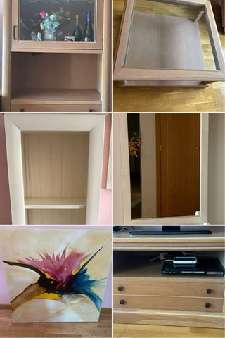 Muebles de salón madera y cristal