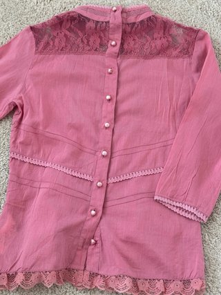 Camisa Foradivaria Lino Encaje Volante Talla M