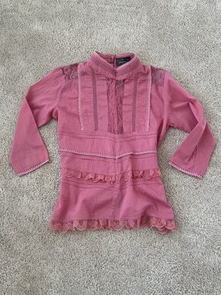 Camisa Foradivaria Lino Encaje Volante Talla M