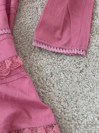 Camisa Foradivaria Lino Encaje Volante Talla M