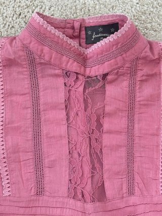 Camisa Foradivaria Lino Encaje Volante Talla M