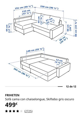 Sofá Cama IKEA Friheten Chaise Longue Gris