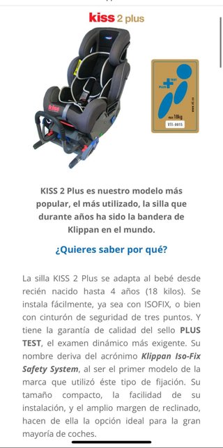 Silla coche KLIPPAN KISS 2 PLUS contramarcha