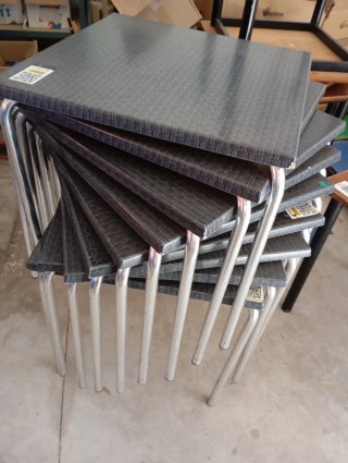 9 Mesas 70x70 Formica Patas Metálicas