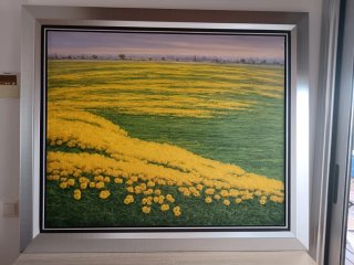 Cuadro Óleo Paisaje Campo Flores Amarillas