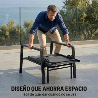 Tumbona de exterior gris y beige
